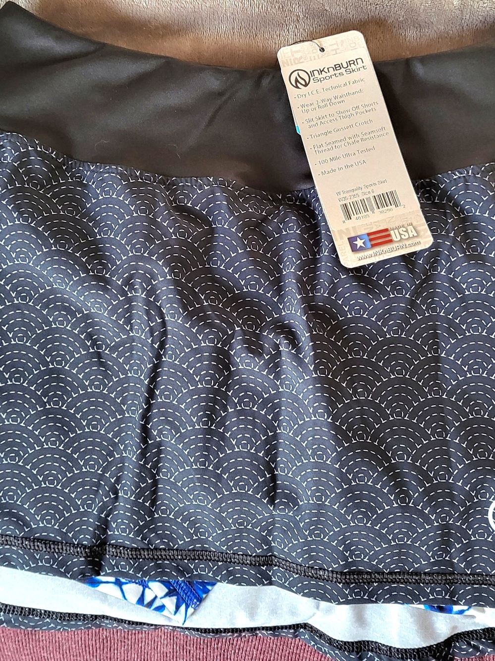 InkNBurn Athletic Skirt Navy with White Stitch Pattern